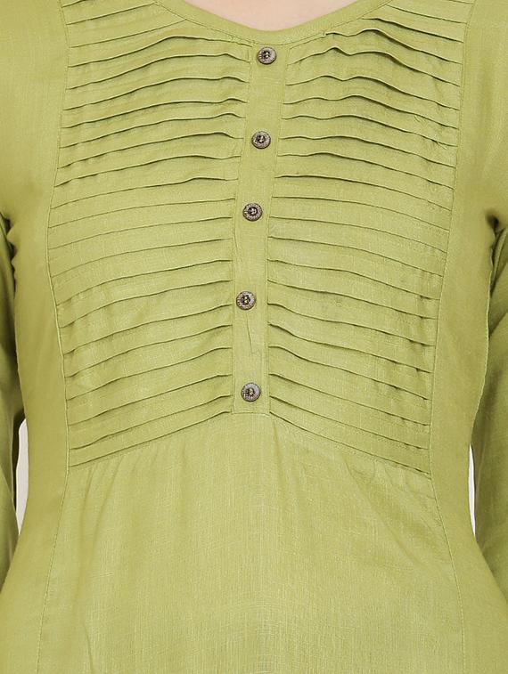 pintucks solid straight kurta - 16626279 - Zoom Image - 4