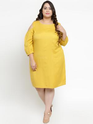 cold shoulder solid a-line dress - 16626674 - Standard Image - 4