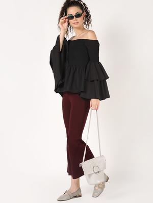 off shoulder asymmetric bell sleeved top - 16627354 - Standard Image - 4