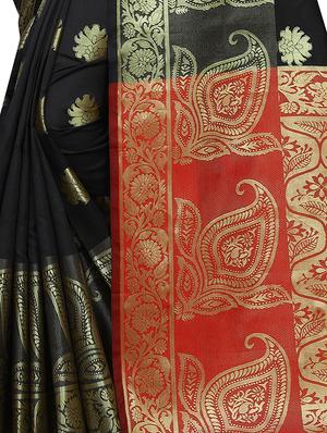 self-design woven saree with blouse - 16629518 - Standard Image - 4