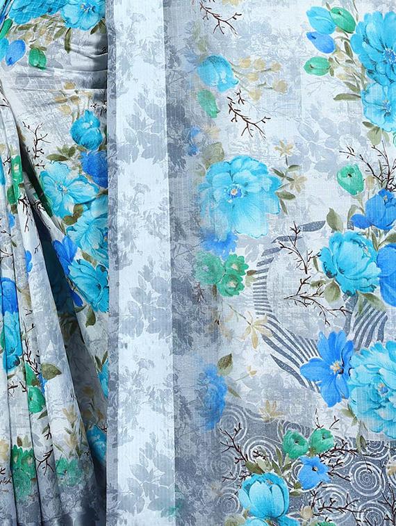 self-design printed saree with blouse - 16629575 - Zoom Image - 4