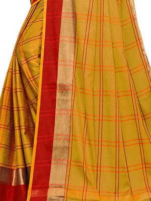 checkered printed saree with blouse - 16629826 - Standard Image - 4