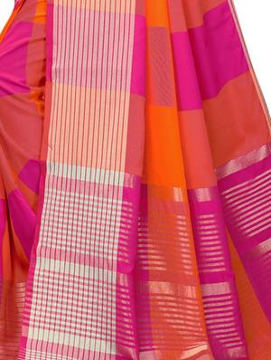 color block woven saree with blouse - 16629832 - Standard Image - 4