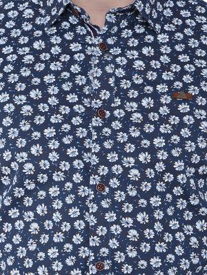 blue floral printed casual shirt - 16629886 - Standard Image - 4