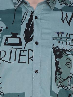 green printed casual shirt - 16629889 - Standard Image - 4