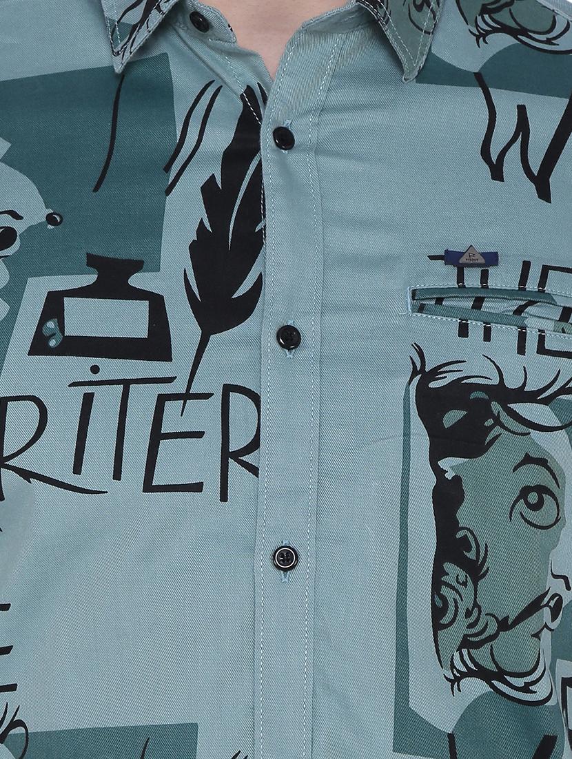 green printed casual shirt - 16629889 - Zoom Image - 4