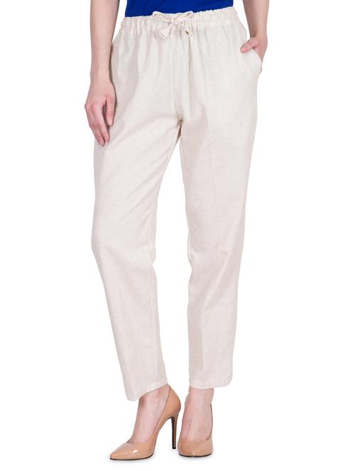 drawstring waist solid trouser - 16629938 - Standard Image - 1