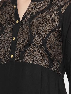 foil print flared kurta - 16631618 - Standard Image - 4
