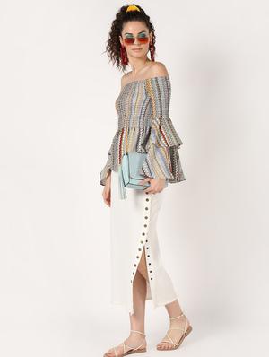 off shoulder asymmetric bell sleeved top - 16631713 - Standard Image - 4