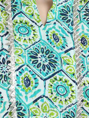 green cotton aline kurti - 16631777 - Standard Image - 4