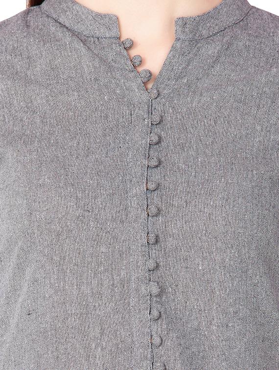solid a-line kurta - 16632047 - Zoom Image - 4