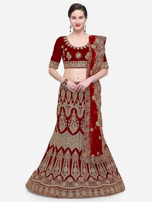 embroidered a-line lehenga - 16632184 - Standard Image - 1