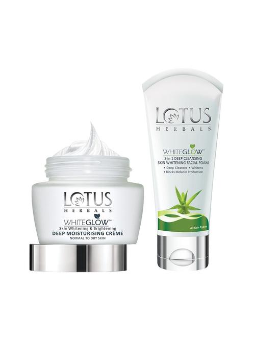 lotus herbals whiteglow skin whitening & brightening deep moisturing crème 60g with skin whitening facial foam 50g - 16632413 - Standard Image - 1