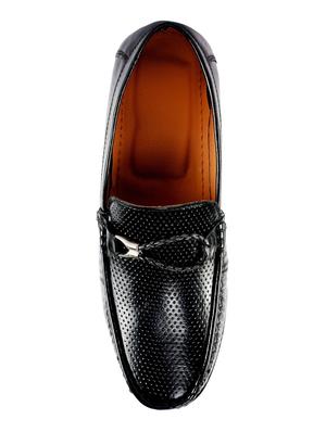 black leatherette slip on loafers - 16632448 - Standard Image - 4