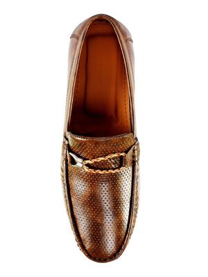brown leatherette slip on loafers - 16632449 - Standard Image - 4