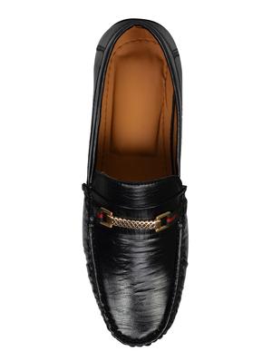 black leatherette slip on loafers - 16632450 - Standard Image - 4