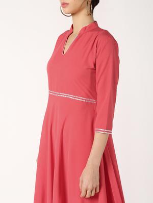 solid gota work flared kurta - 16632742 - Standard Image - 4