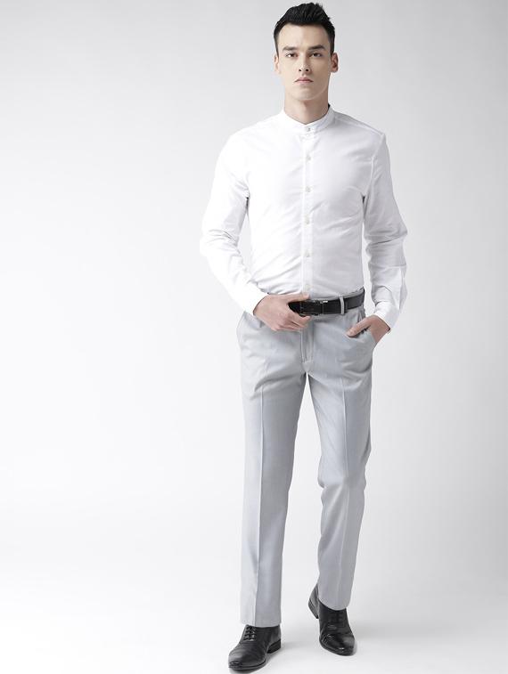 grey textured flat front formal trouser - 16633134 - Zoom Image - 4