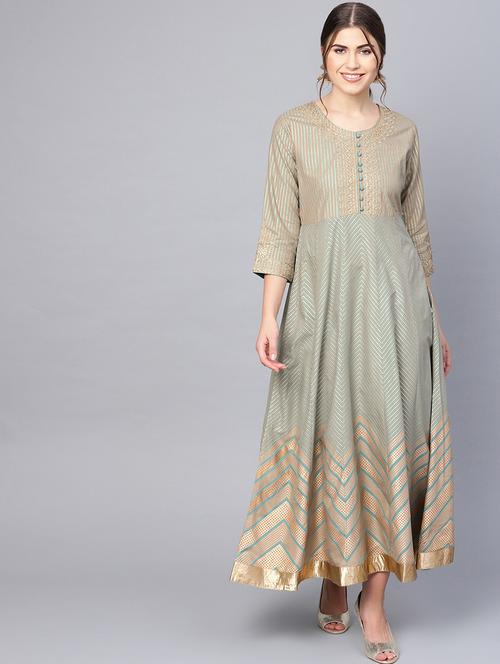 chevron zari work anarkali ethnic dress - 16633300 - Standard Image - 1