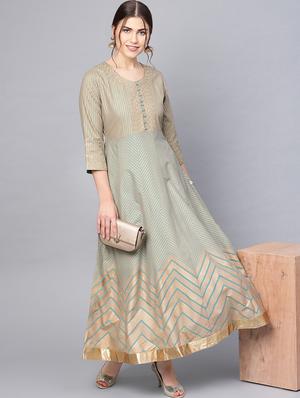 chevron zari work anarkali ethnic dress - 16633300 - Standard Image - 4