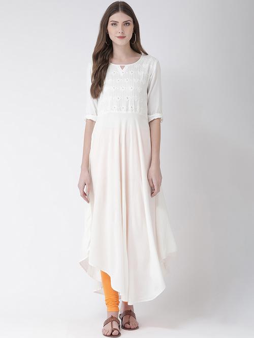 embroidered yoke asymmetric kurta - 16633503 - Standard Image - 1