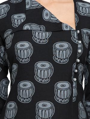 front slit printed a-line kurta - 16634116 - Standard Image - 4