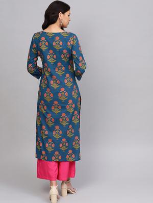 floral printed straight kurta - 16634228 - Standard Image - 4