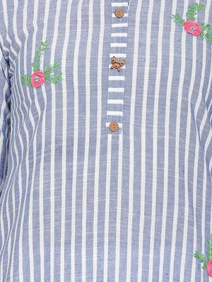 striped straight kurta - 16634961 - Standard Image - 4