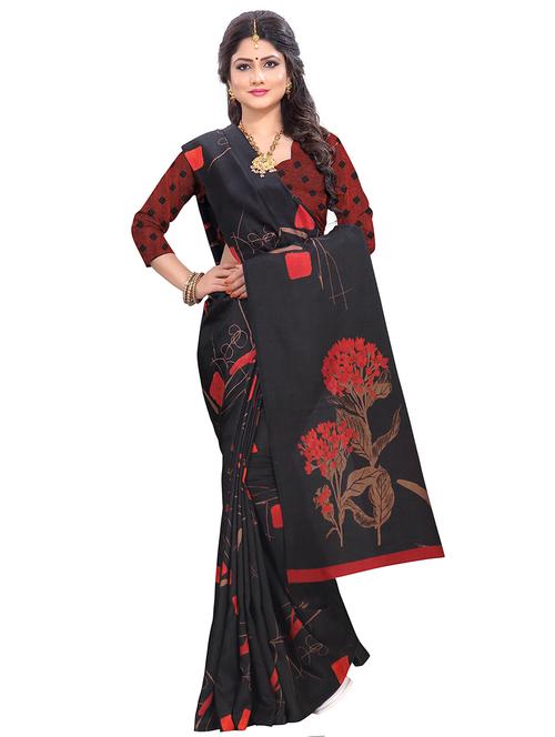 floral printed saree with blouse - 16635337 - Very Small Image - 1