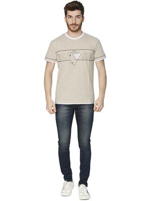 beige chest print t-shirt - 16636048 - Standard Image - 4