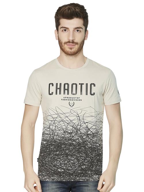 beige front print t-shirt - 16636055 - Standard Image - 1