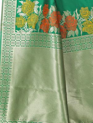 floral woven saree with blouse - 16636631 - Standard Image - 4