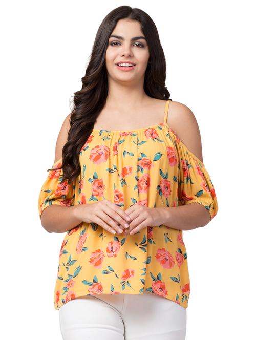 cold shoulder floral top - 16636958 - Standard Image - 1