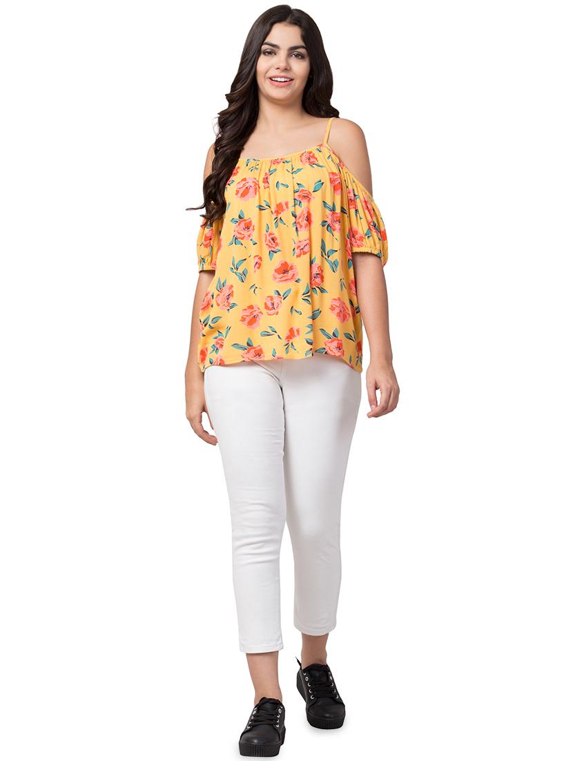 cold shoulder floral top - 16636958 - Zoom Image - 4