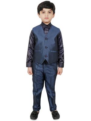 navy blue cotton suit set jackets & coat - 16637329 - Standard Image - 4