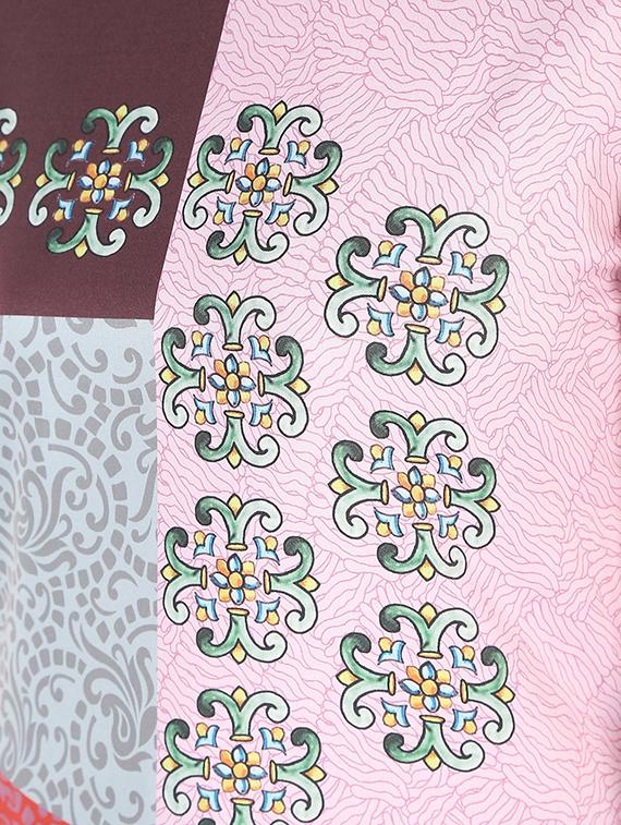 printed color block straight kurta - 16637357 - Zoom Image - 4