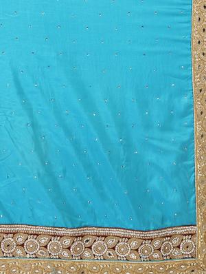embellished zardosi work saree with blouse - 16637570 - Standard Image - 4