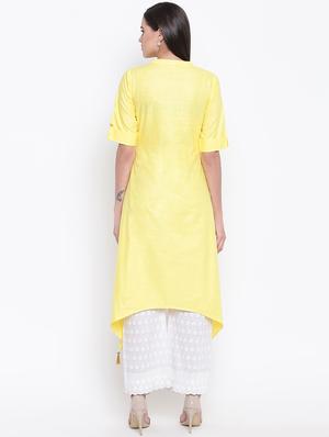solid asymmetric kurta - 16637677 - Standard Image - 4
