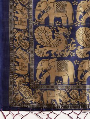 conversational woven saree with blouse - 16637830 - Standard Image - 4