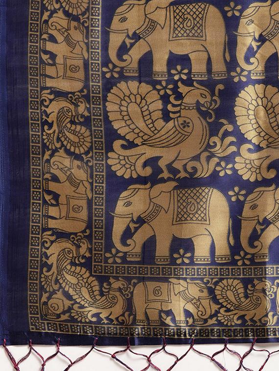 conversational woven saree with blouse - 16637830 - Zoom Image - 4