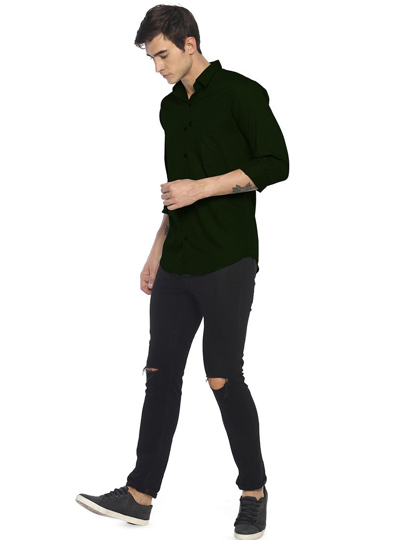 green solid casual shirt - 16637849 - Zoom Image - 4