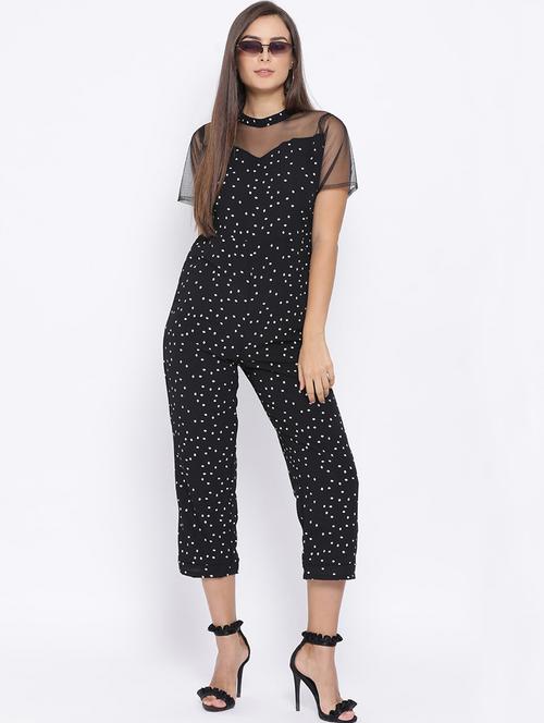 sheer panel polka dot jumpsuit - 16637894 - Standard Image - 1