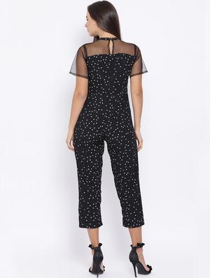 sheer panel polka dot jumpsuit - 16637894 - Standard Image - 4
