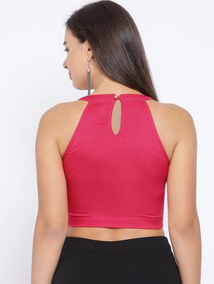halter neck solid crop top - 16637904 - Standard Image - 4