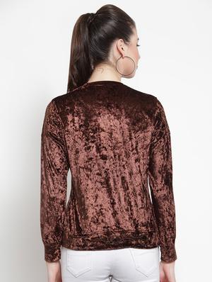crew neck embellished velvet top - 16638105 - Standard Image - 4