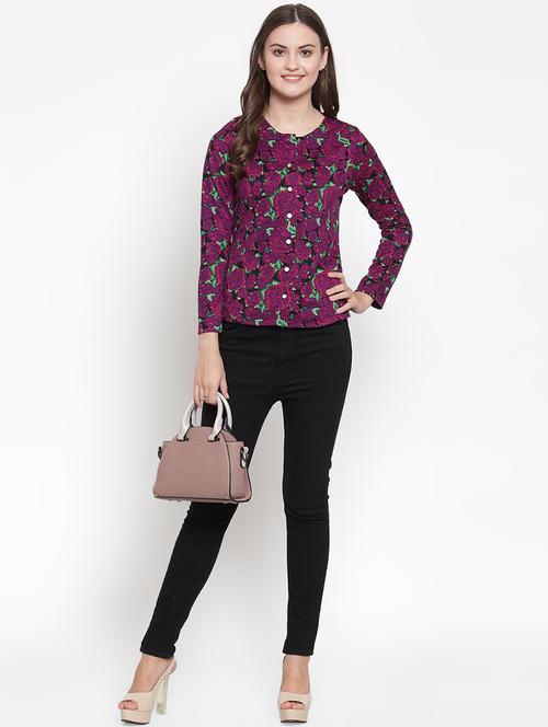 mandarin neck floral long sleeved top - 16638128 - Standard Image - 1