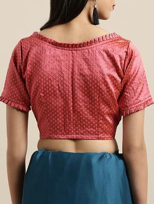 contrast lace plain saree with blouse - 16640339 - Standard Image - 4