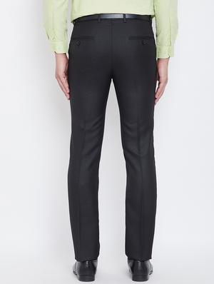 black textured flat front formal trouser - 16640406 - Standard Image - 4