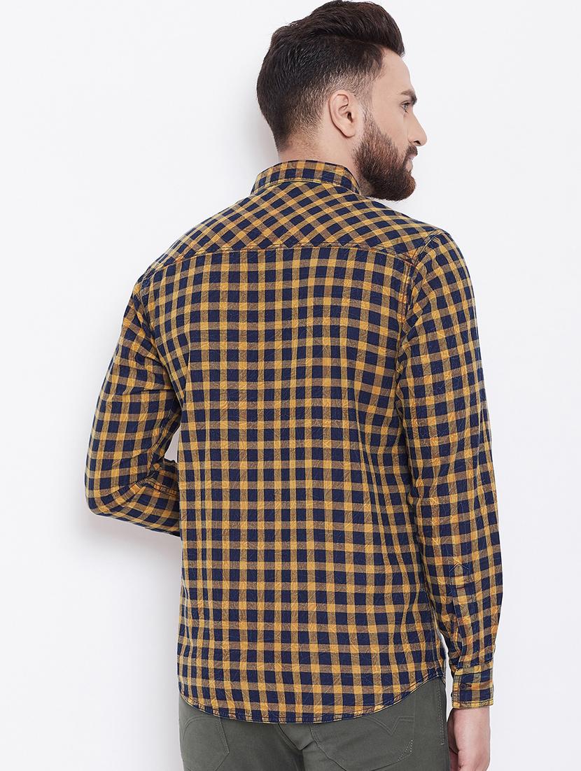 navy blue checkered casual shirt - 16640422 - Zoom Image - 4