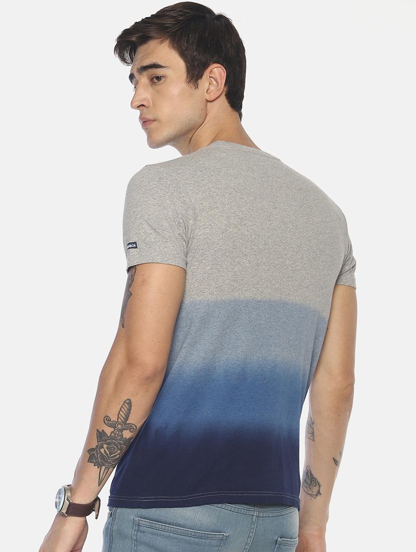 blue tie & dye chest print t-shirt - 16640815 - Zoom Image - 4